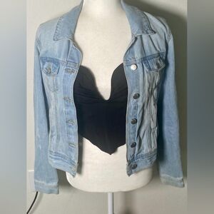 Light wash denim jacket and pretty little thing corset top bundle